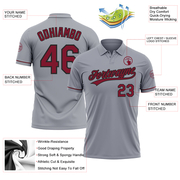 Custom Gray Crimson-Black Performance Vapor Golf Polo Shirt