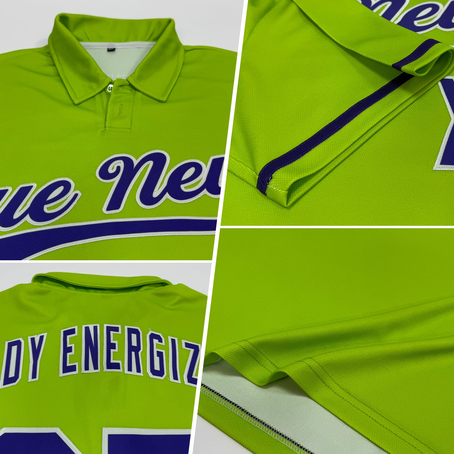 Custom Neon Green Purple-White Performance Vapor Golf Polo Shirt