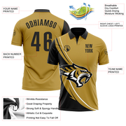 Custom Old Gold Black-White 3D Pattern Design Animal Tiger Performance Polo Shirt