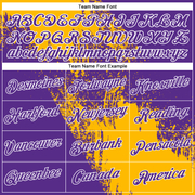 Custom Gold Purple-White 3D Pattern Design Abstract Brush Stroke Performance Polo Shirt