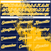 Custom Gold Navy-White 3D Pattern Design Abstract Brush Stroke Performance Polo Shirt