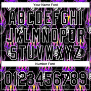 Custom Black White-Purple 3D Pattern Design Flame Billiards 8 Ball Performance Polo Shirt