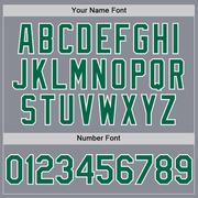 Custom Gray Kelly Green-White Bomber Full-Snap Varsity Letterman Hoodie Jacket