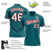 Custom Teal White-Red Performance Vapor Golf Polo Shirt