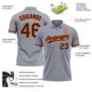 Custom Gray Black-Orange Performance Vapor Golf Polo Shirt