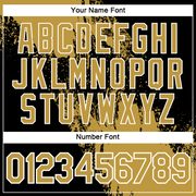 Custom Old Gold Black-White 3D Pattern Design Abstract Brush Stroke Performance Polo Shirt