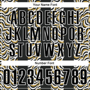 Custom Black Old Gold-White 3D Bowling Geometric Shape Performance Polo Shirt