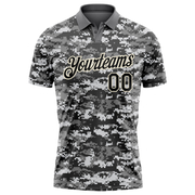 Custom Camo Black-Cream 3D Performance Salute To Service Golf Polo Shirt