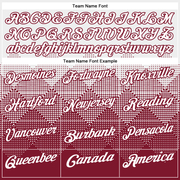 Custom White Crimson 3D Pattern Design Gradient Square Shape Performance Polo Shirt