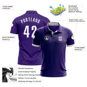 Custom Purple White Performance Golf Polo Shirt