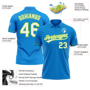 Custom Blue White-Neon Green Performance Vapor Golf Polo Shirt