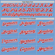 Custom Light Blue Red-White Bomber Full-Snap Varsity Letterman Two Tone Hoodie Jacket