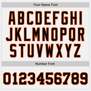 Custom White Black Pinstripe Black-Orange Bomber Full-Snap Varsity Letterman Jacket