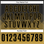 Custom Black Old Gold 3D Pattern Design Gradient Square Shape Performance Polo Shirt