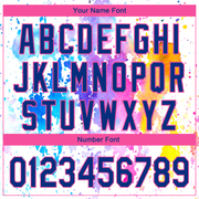 Custom White Royal-Pink 3D Pattern Design Watercolor Performance Golf Polo Shirt