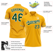 Custom Gold Green-White Performance Vapor Golf Polo Shirt