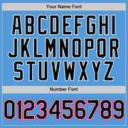 Custom Powder Blue Black-Hot Pink Performance Vapor Golf Polo Shirt