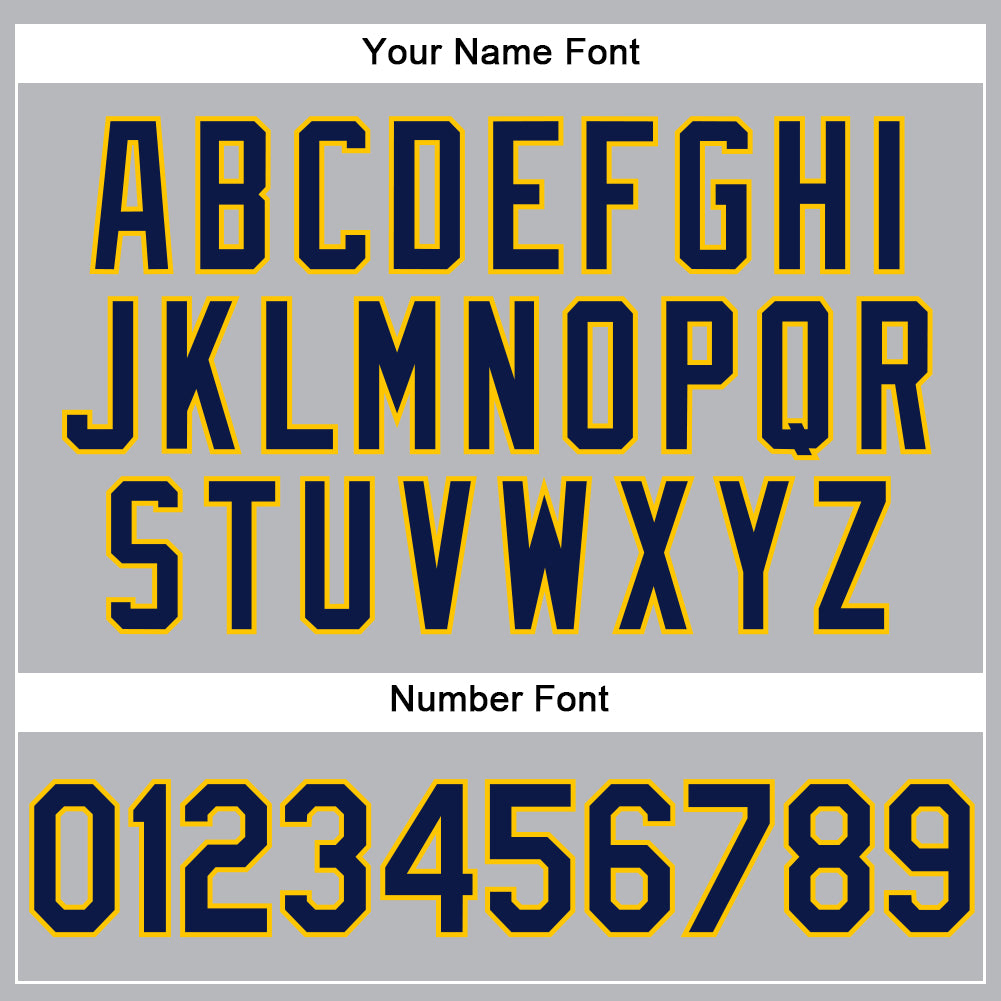 Custom Gray Navy-Yellow Performance Vapor Golf Polo Shirt