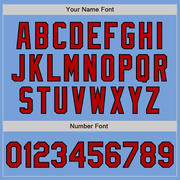 Custom Light Blue Red-Black Bomber Full-Snap Varsity Letterman Jacket