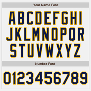 Custom White Navy Pinstripe Navy-Gold Bomber Full-Snap Varsity Letterman Jacket