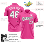 Custom Pink White-Black Performance Vapor Golf Polo Shirt