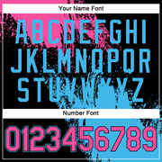 Custom Pink Black-Sky Blue 3D Pattern Design Abstract Brush Stroke Performance Polo Shirt