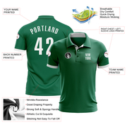 Custom Kelly Green White Performance Golf Polo Shirt