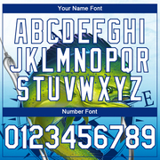 Custom Lakes Blue White-Royal Mahimah Fish Fishing 3D Bomber Full-Snap Varsity Letterman Hoodie Jacket