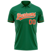 Custom Kelly Green Orange-White Performance Vapor Golf Polo Shirt
