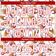 Custom White Red 3D Pattern Design Firely Bowling Performance Polo Shirt