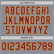 Custom Gray Crimson-Gold Bomber Full-Snap Varsity Letterman Hoodie Jacket