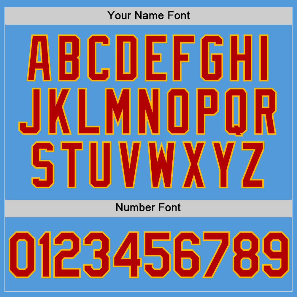 Custom Powder Blue Red-Gold Performance Vapor Golf Polo Shirt