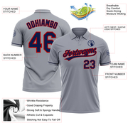 Custom Gray Navy-Red Performance Vapor Golf Polo Shirt