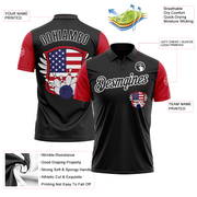 Custom Black White 3D Bowling American Flag Performance Polo Shirt