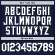 Custom Navy White-Gray Bomber Full-Snap Varsity Letterman Two Tone Hoodie Jacket