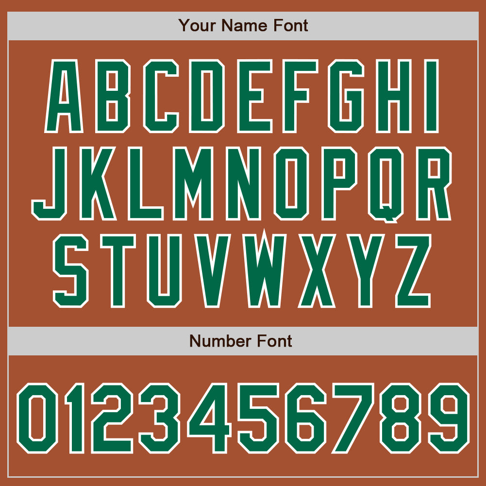 Custom Texas Orange Kelly Green-White Bomber Full-Snap Varsity Letterman Jacket