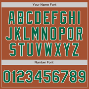 Custom Texas Orange Kelly Green-White Bomber Full-Snap Varsity Letterman Jacket