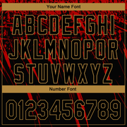 Custom Black Old Gold-Red 3D Pattern Design Sharp Shape Performance Golf Polo Shirt