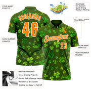 Custom Green Bay Orange-White 3D St. Patrick's Day Shamrock Performance Polo Shirt