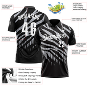 Custom Black Gray-White 3D Bowling Dot Performance Polo Shirt