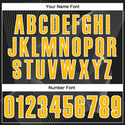 Custom Black Gold-White 3D Bowling Line Performance Polo Shirt