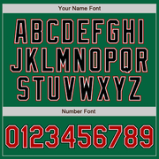 Custom Kelly Green Red-Black Bomber Full-Snap Varsity Letterman Jacket