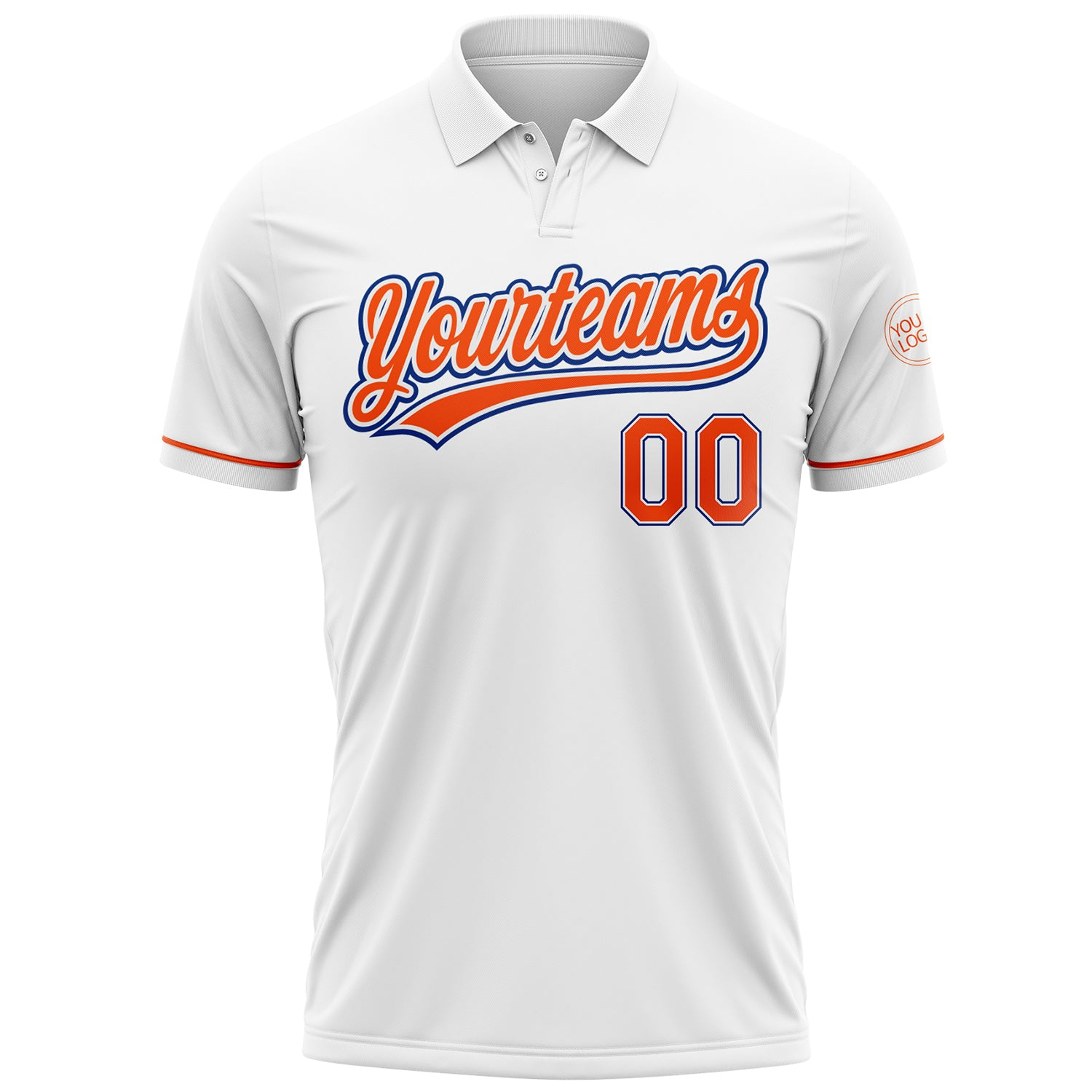 Custom White Orange-Royal Performance Vapor Golf Polo Shirt