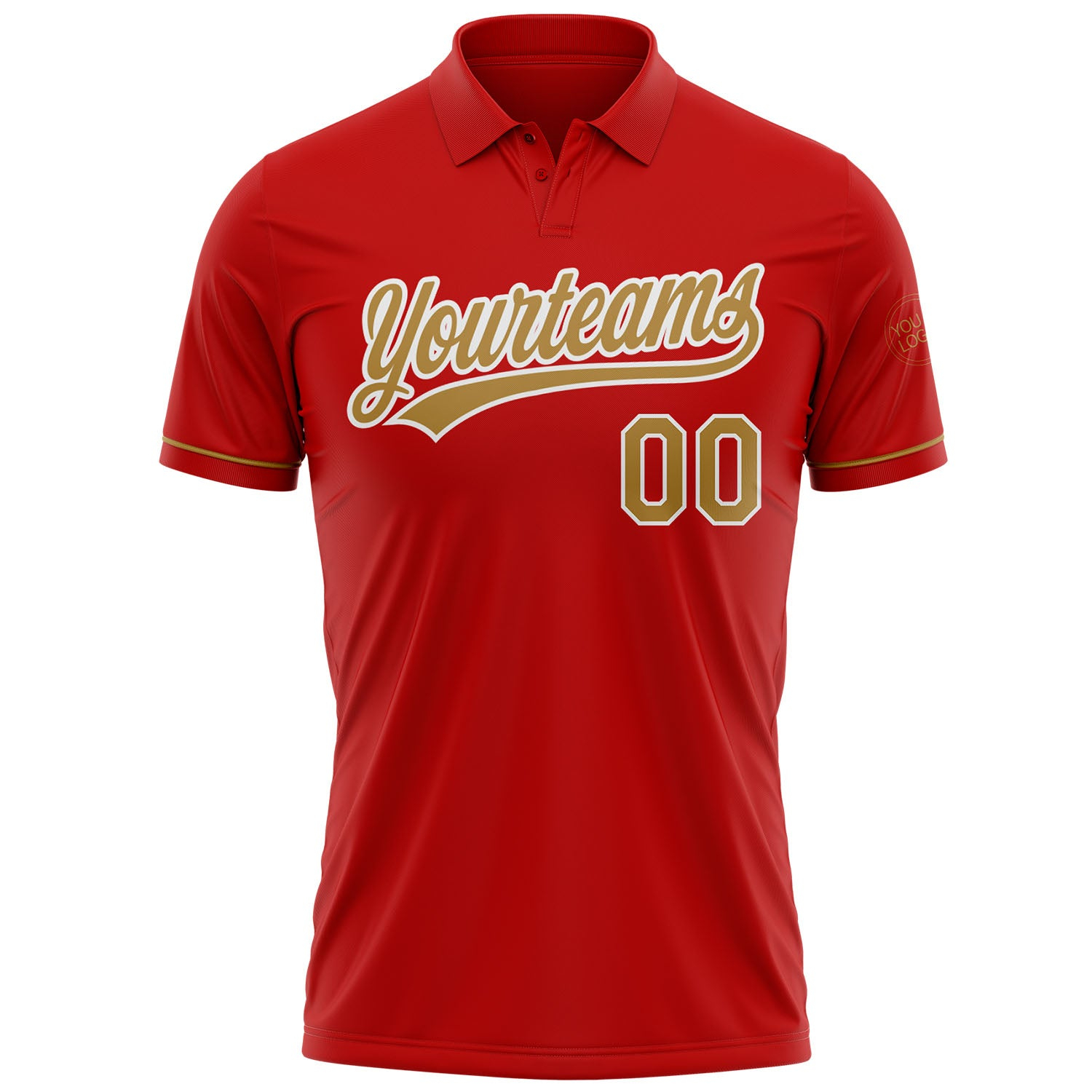 Custom Red Old Gold-White Performance Vapor Golf Polo Shirt