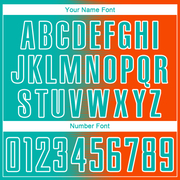 Custom Orange Aqua-White Gradient Line Sublimation Soccer Uniform Jersey