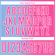 Custom Light Blue Pink-White Gradient Line Sublimation Soccer Uniform Jersey