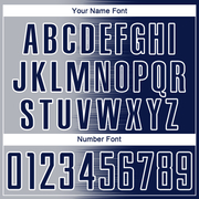 Custom Navy Gray-White Gradient Line Sublimation Soccer Uniform Jersey