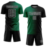Custom Black Kelly Green-White Gradient Line Sublimation Soccer Uniform Jersey