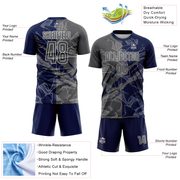 Custom Graffiti Pattern Steel Gray-Navy Scratch Sublimation Soccer Uniform Jersey