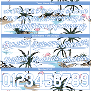 Custom White Light Blue 3D Pattern Hawaii Palm Trees Authentic Basketball Shorts